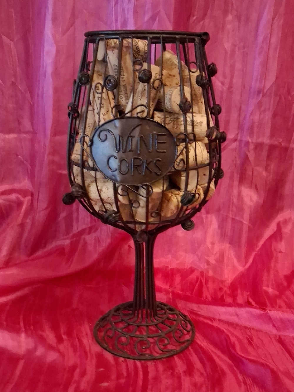 Decorative Wine Cork Holder - Black Metal Wine Glass Display